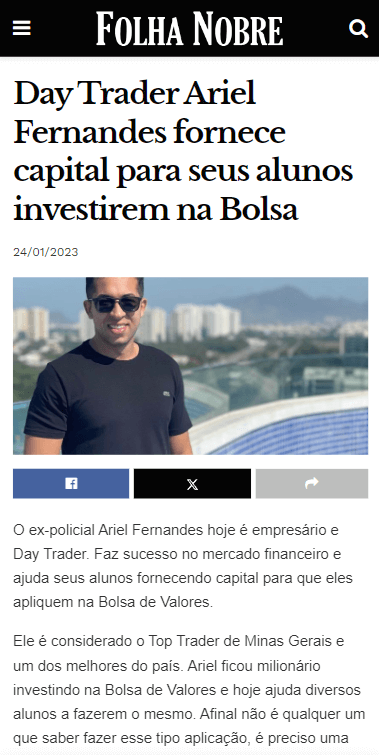 Clipping Noticia Ariel Fernandes na Mídia